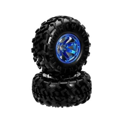 A 130mm heavy-duty robot wheel featuring a wide high-grip black rubber tire and a sturdy center hub.