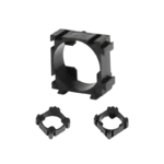 18650 1S black plastic battery modular interlocking spacer bracket showing its circular inner sleeve and multi-sided dovetail joints.