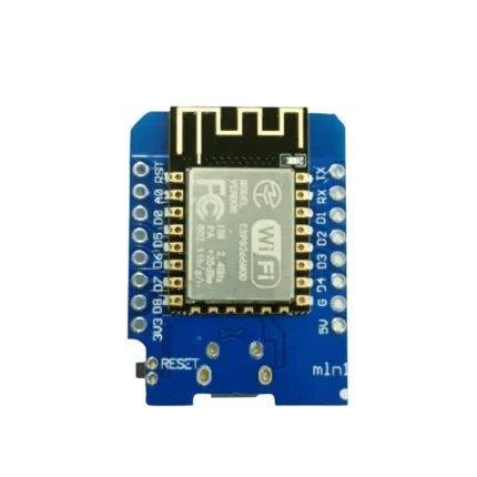 Wemos D1 Mini V2 Board ESP-12F WiFi Module microcontroller with ultra-compact layout, USB serial interface, and integrated antenna
