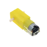 A smart robot car DC gear motor featuring a yellow plastic gearbox casing and dual protruding metal output shafts.