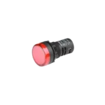 A 22mm round red LED indicator lamp with a threaded plastic body and screw terminals on the rear.
