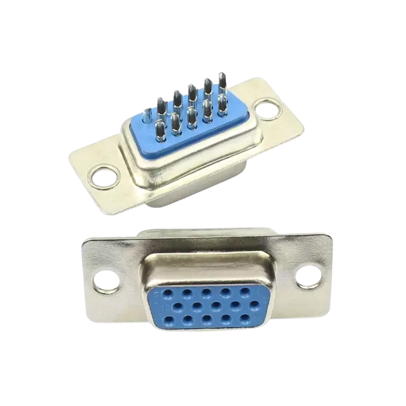 DB9 Female Solder Connector A DB9 female solder-type connector showing its 9 socket pins and solder cups.
