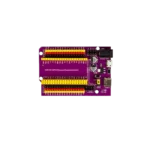 An ESP32 38-pin wide expansion breakout board featuring header sockets for a wide ESP32 module, screw terminals, and power distribution rails.