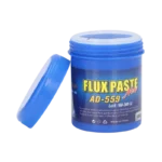 A 100g container of AD-559 soldering flux paste designed for electronics repair and PCB assembly.