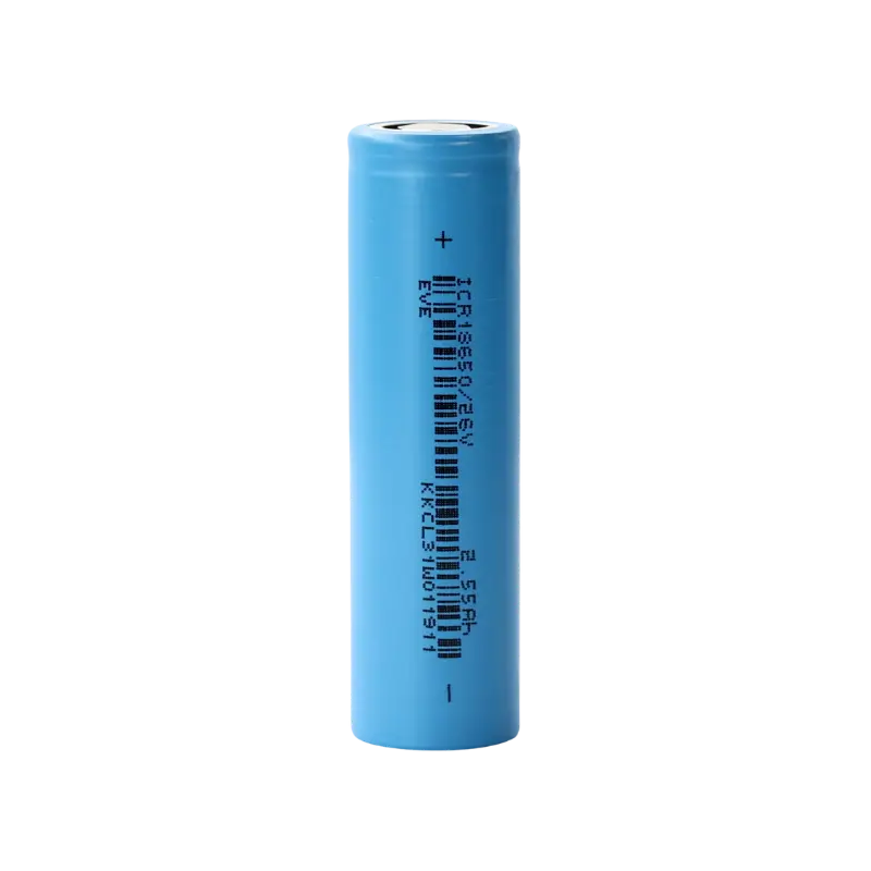 Genuine EVE ICR18650 2550mAh 14.3A Battery An original green-wrapped EVE ICR18650 2550mAh 3.6V 14.3A flat-top rechargeable Li-ion battery showing cell markings and terminals.