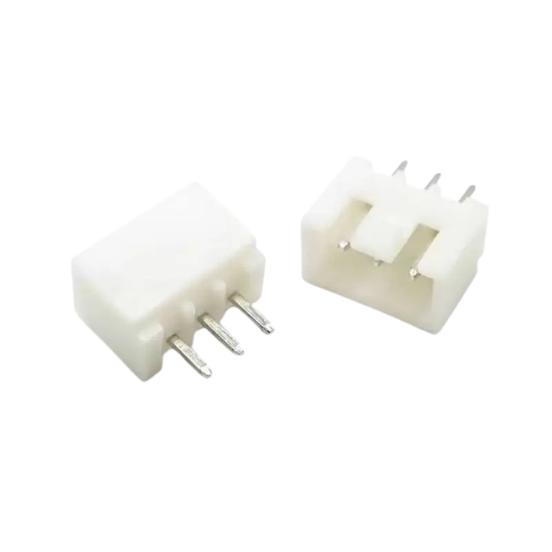 JST XH 2.54mm 4-Pin Male Connector Header A JST XH 2.54mm 4-pin male connector header featuring white plastic housing and through-hole metal pins.
