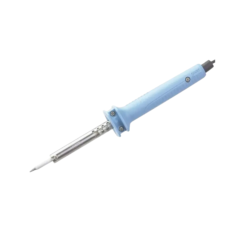 KS-40R An original blue and gray Goot KX-40R 40W Japanese soldering iron featuring an ergonomic grip and precision conical tip.