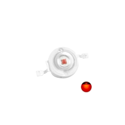 A high-power 1W orange SMD LED diode with a transparent lens and metal contact pads.