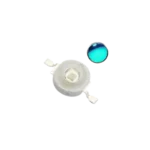 A high-power 1W turquoise SMD LED diode featuring a clear lens and metallic contact pads.