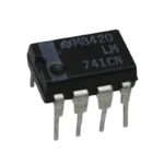 An LM741 single operational amplifier IC in a standard DIP-8 through-hole package with pin 1 indicator notch.