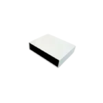 A rectangular grey plastic project enclosure box measuring 19.8x13.8x5.3 cm with a fitted lid and assembly screws.