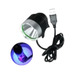 An RL-014 USB-powered UV curing light featuring an ultraviolet LED head designed for PCB solder mask and glue hardening.