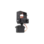 An assembled black or silver aluminum pan-and-tilt multi-axis servo bracket mechanism with mounting plates.
