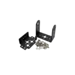 An assembled black or silver aluminum pan-and-tilt multi-axis servo bracket mechanism with mounting plates.